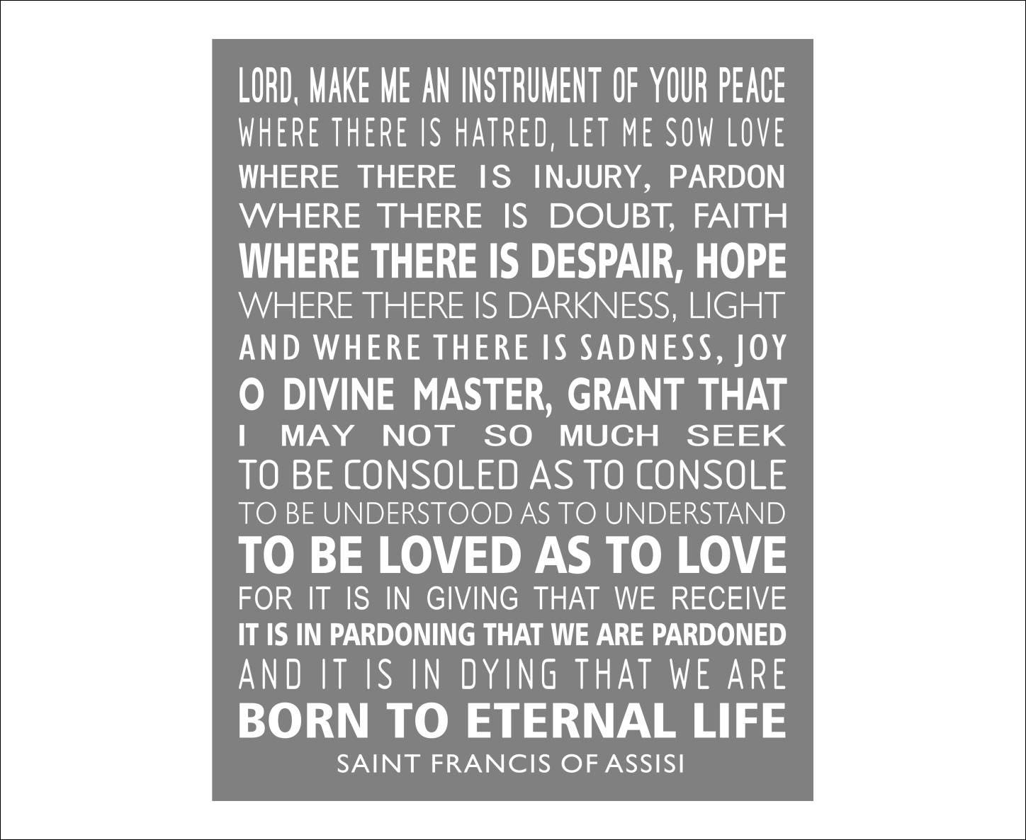 Saint Francis Prayer Wall Art Print Catholic Prayer of St Etsy