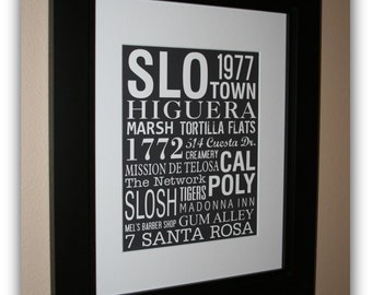 Custom Word Art, Personalized Subway Sign, Graduation Gift, San Luis Obispo, Cal Poly, Anniversary, College Wall Art, Transit sign