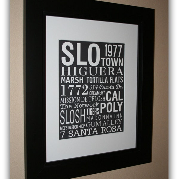 Custom Word Art, Personalized Subway Sign, Graduation Gift, San Luis Obispo, Cal Poly, Anniversary, College Wall Art, Transit sign