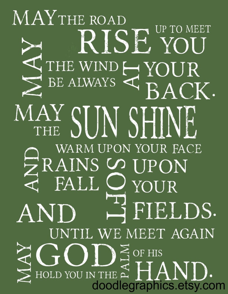  irish blessing may the road rise up to meet you typography etsy
