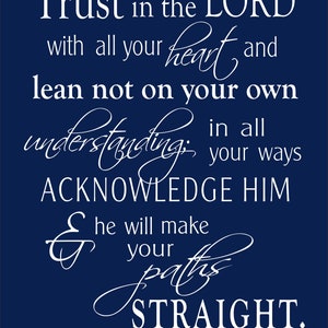 Proverbs 3:5-6 Trust in the Lord with all your heart, Scripture Wall Art, Gift for Graduation, Confirmation gift Baptism Gift image 6