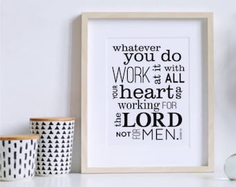 Colossians 3:23 Scripture Art Print, Confirmation Gift