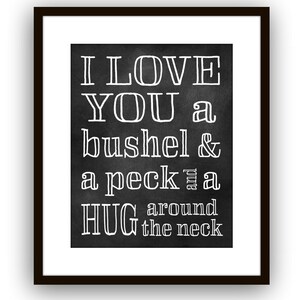 I love You A Bushel and A Peck, Valentine Gift, Nursery Wall Art Print, Modern Typography, Modern Lettering image 5