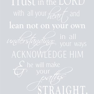 Proverbs 3:5-6 Trust in the Lord with all your heart, Scripture Wall Art, Gift for Graduation, Confirmation gift Baptism Gift image 9