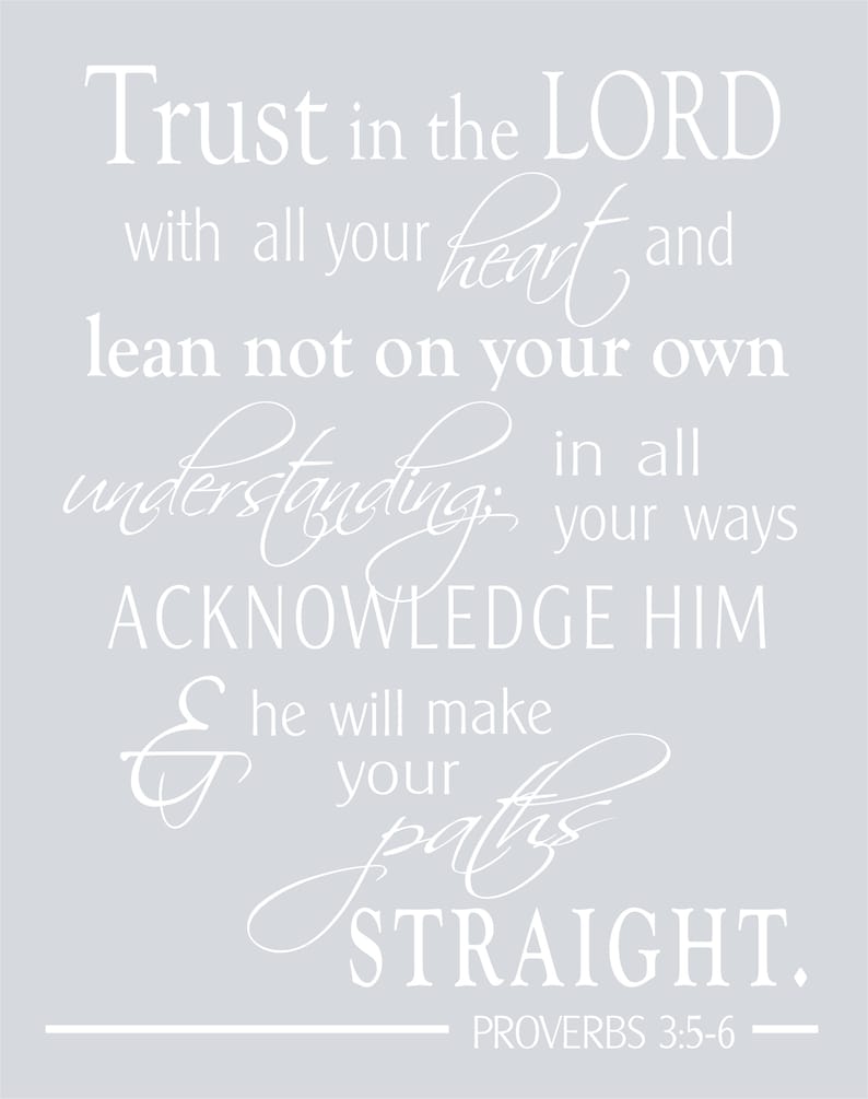 Proverbs 3:5-6 Trust in the Lord with all your heart, Scripture Wall Art, Gift for Graduation, Confirmation gift Baptism Gift image 9