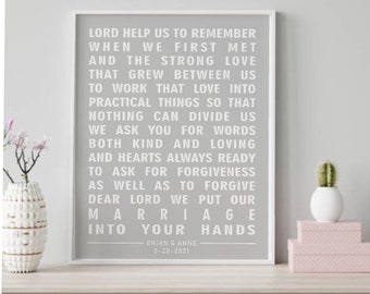 Marriage Prayer Art print, Marriage Quote, Anniversary Gift for married couple, Wedding Gift, First Year Paper Anniversary, Valentines Day