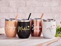 Personalized Wine Tumbler w/ Lid or Straw Custom 12oz Wine Tumbler Bridesmaid Wine Cup Stainless Steel Wine Tumbler Bridesmaid Gifts product logo