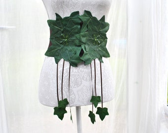 Ivy leaf corset wide belt green leaves mother nature woodland fairy poison ivy costume accessory.