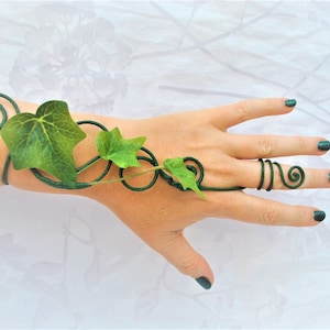 Green Ivy vine hand cuff wrap slave bracelet