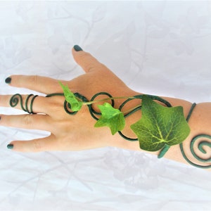 Green Ivy vine hand cuff wrap slave bracelet image 5