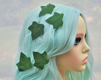 Ivy leaves hair clips pins set woodland fairy costume poison ivy mother nature cosplay