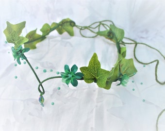 Simple style green flower ivy crown fairy headdress poison ivy costume woodland bride bridesmaids