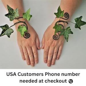 Pair Ivy leaf wrist cuff wraps green leaves costume accessory.