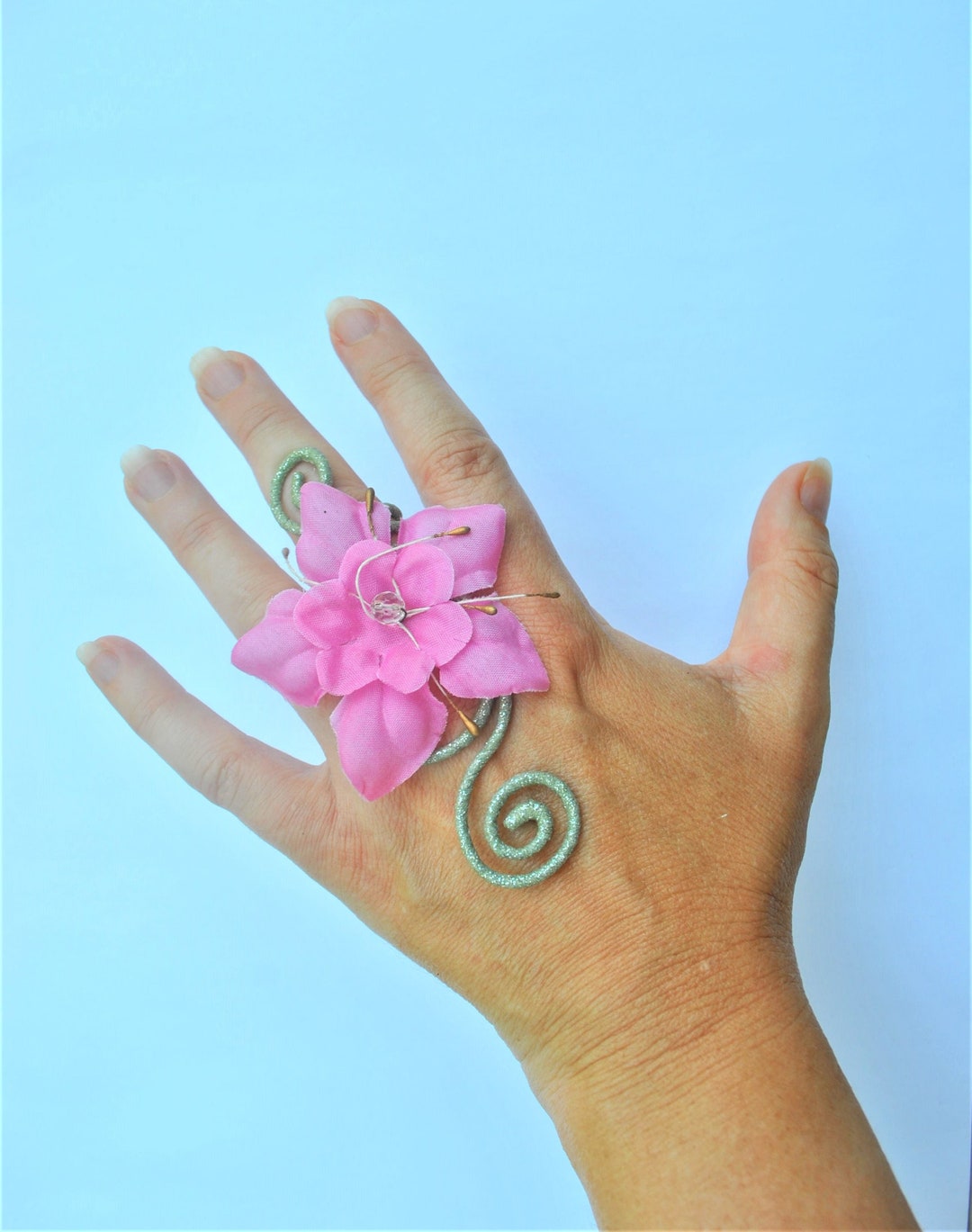 Pink Flower and Vine Costume Ring Cuff Wrap Fairy Costume Etsy