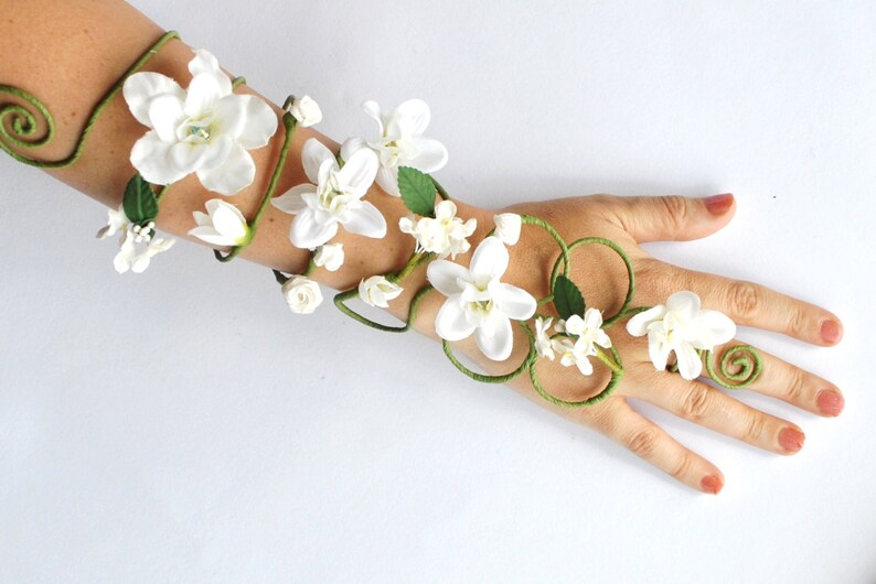 White flower arm cuff arm wrap bride prom fairy and dance Etsy