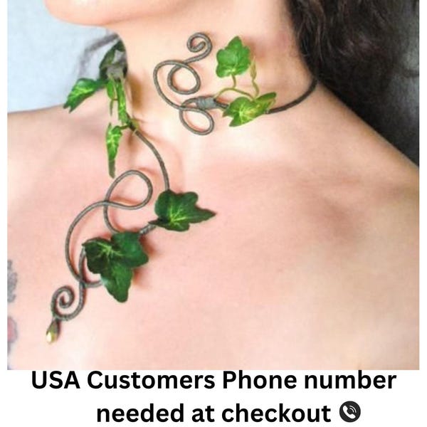 Green Ivy leaf vine necklace wrap, woodland leaves, costume accessory.
