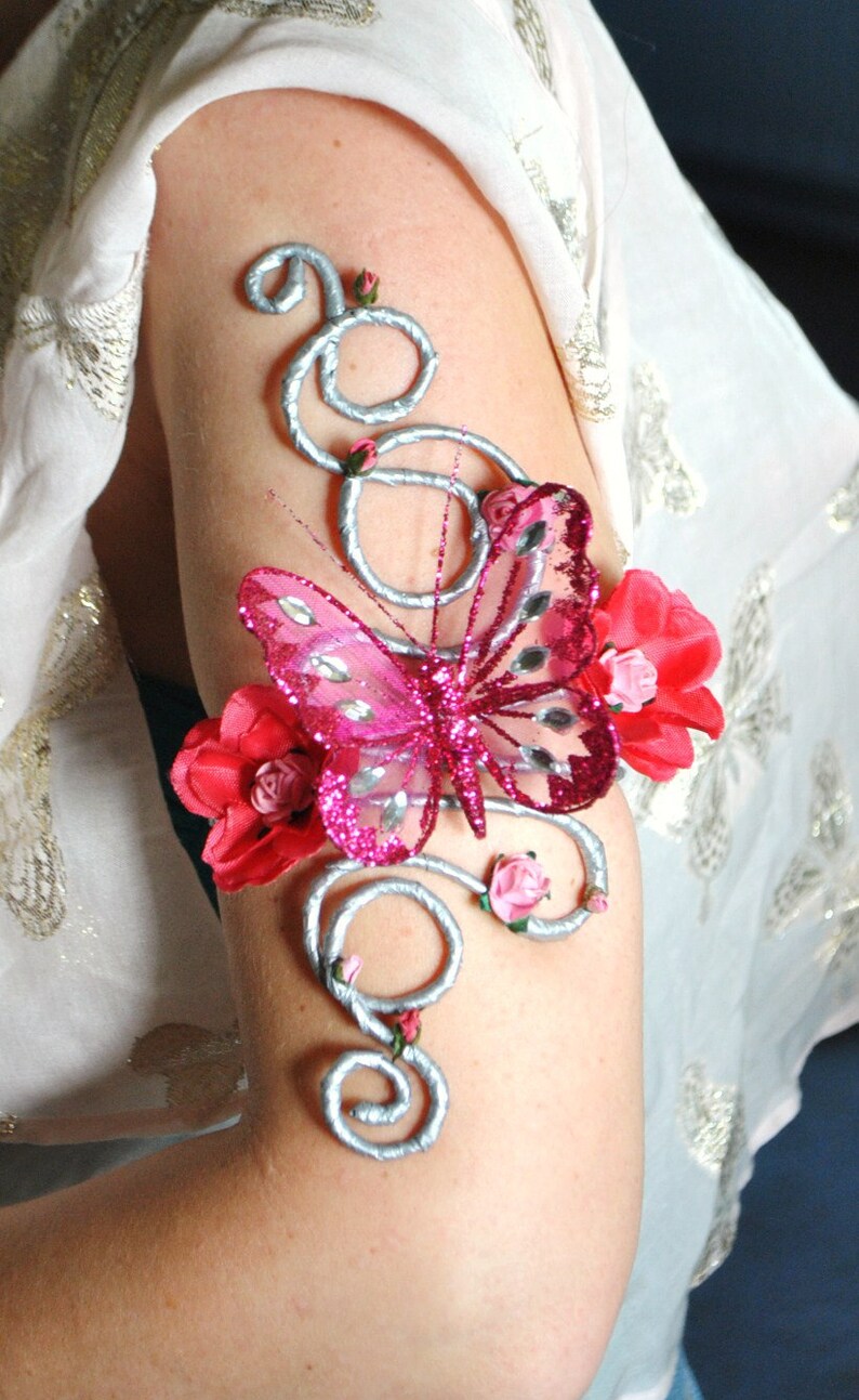 Butterfly and Flowers upper arm cuff arm vine wrap Fairy Prom Etsy