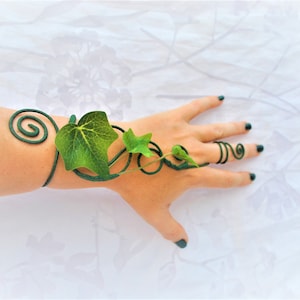 Green Ivy vine hand cuff wrap slave bracelet image 7