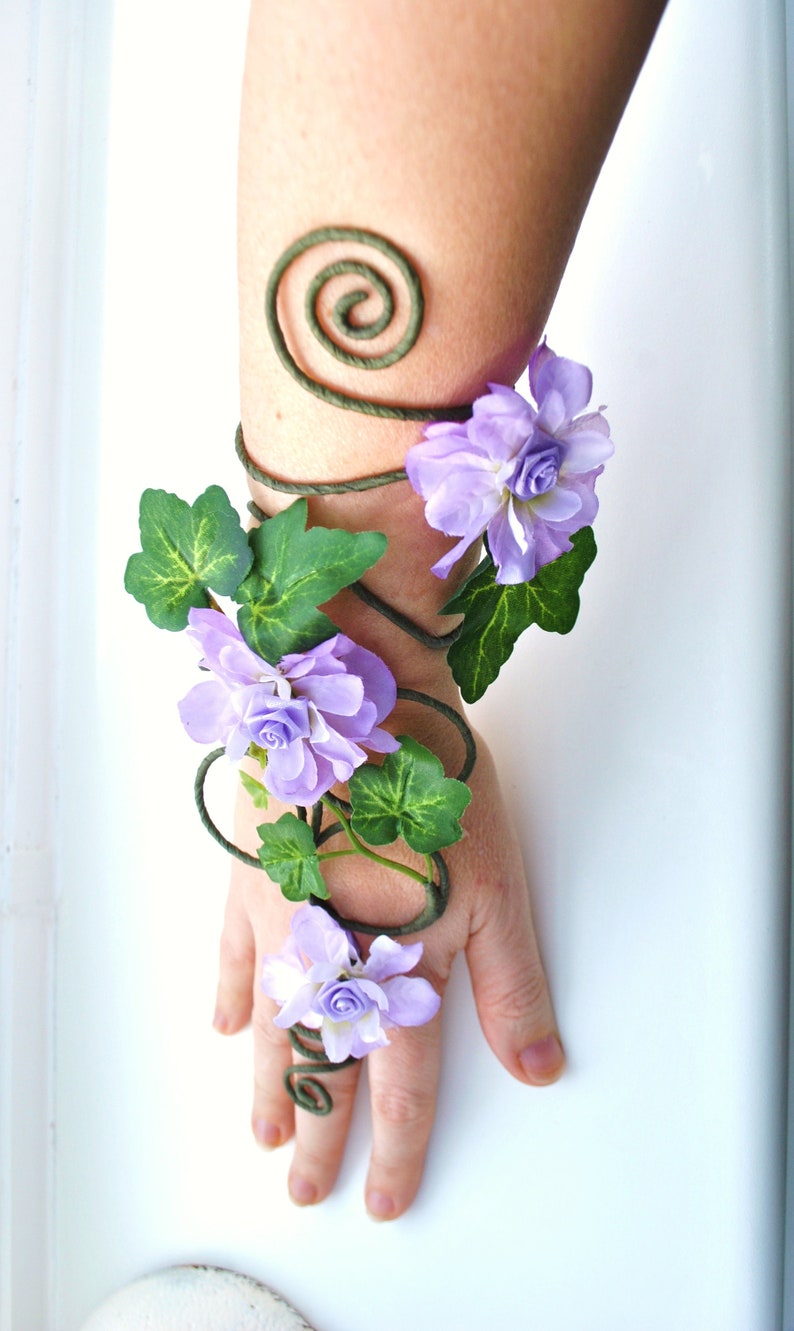 Lilac Flower Ivy Arm Cuff Vine Arm Wrap Slave Bracelet Bride - Etsy