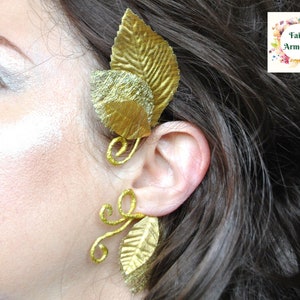 Gold leaf leaves ear cuff wrap fairy costume Athena goddess dress toga party image 2