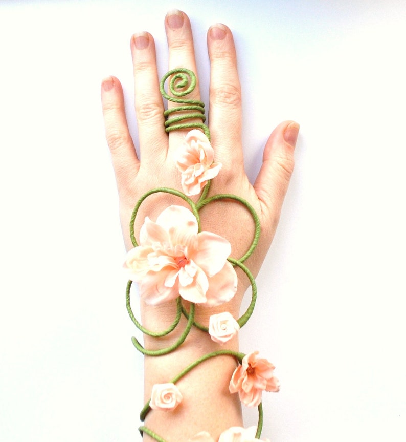 Peach Flower Arm Cuff Arm Wrap Slave Bracelet Bride Etsy