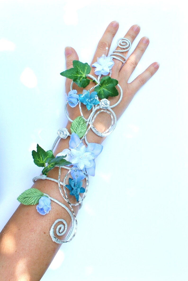 Blue flower arm cuff vine wrap whimsical something blue water Etsy