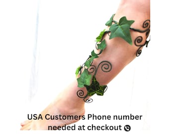 Green leaves ivy vine calf shin wrap cuff woodland fairy mother nature poison ivy costume accessory