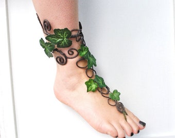 Poison Ivy bare foot sandals ankle wrap foot wear boho wedding feet mother nature