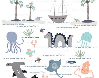 Nautical Sea life decals - Wall art decals