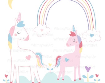 Magical Unicorns and Rainbow - Vinyl Wall Art Decals