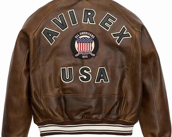 Vintage Avirex Leather Bomber Jacket: 90s Hip Hop Varsity Style - Etsy