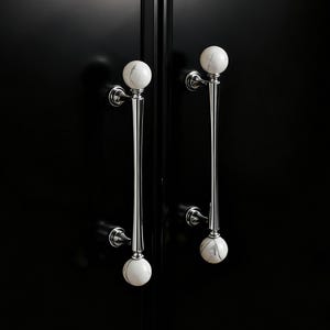 Marble Grain Pull – Silver Drawer Knobs, Cupboard Hardware Decor