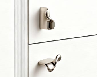 Brass Curved Cabinet Pull – Sleek Modern Hardware, Dresser Drawer Handles