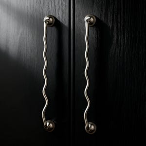 Wavy Cabinet Pull – Silver Brass Pulls, Bathroom Drawer Handles