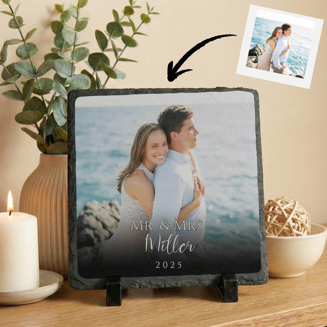 Mrs. Photo Custom Mr. and Mrs. Photo Stone Plaque, Personalised Couples Picture ...