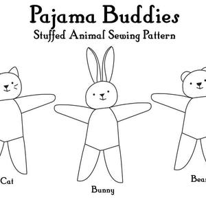 easy stuffed animal sewing pattern, cat, bunny, bear, soft toy plushie pattern, PDF instant download, A4 or letter, English image 3