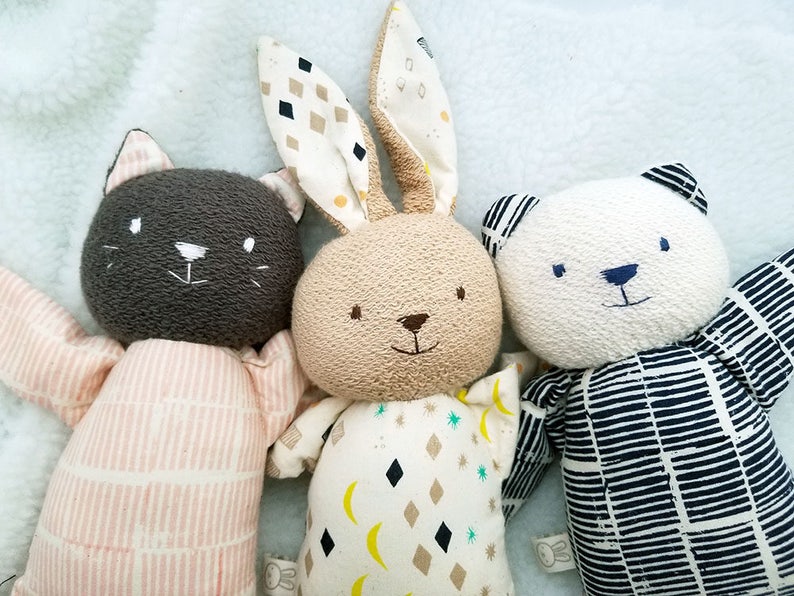 easy stuffed animal sewing pattern, cat, bunny, bear, soft toy plushie pattern, PDF instant download, A4 or letter, English image 5