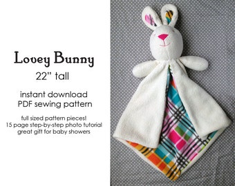 Bunny Lovey Baby Blanket, Security Blanket sewing pattern, PDF, A4 or letter, English