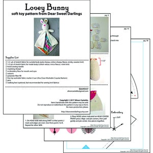 Bunny Lovey Babyfilt, sömnadsmönster för säkerhetsfilt, PDF, A4 eller letter, engelska bild 4