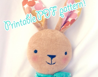 bunny rabbit pattern, printable PDF, A4 or letter