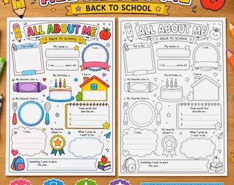 Fiche d'activité « Tout sur moi » à imprimer pour la rentrée scolaire (maternelle, CP) - Couleur et noir et blanc (PDF)