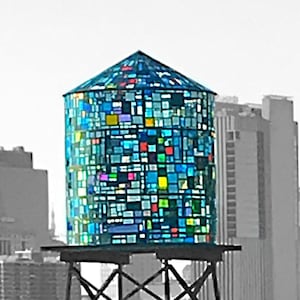 Kleurrijke watertoren / Tom Fruin Artist / Dumbo Brooklyn / Foto NYC