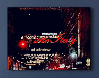 Little Italy  / Mulberry Street Neon Lights / NYC Neighborhood Streetscape Photography