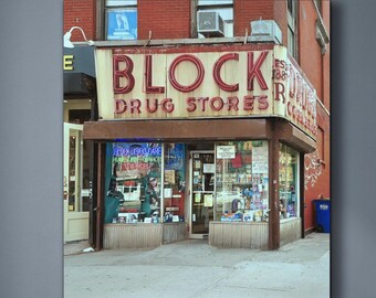 Block Pharmacy since 1885. Vintage store. East Village Photo.