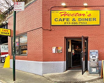 Tiny Hector&#39;s Cafe & Diner / street restaurant storefronts / Highline / New York City Photography