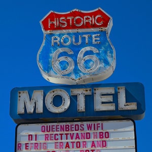 Route 66 / Insegne al neon / Insegne di vecchi motel / Insegna al neon Route 66