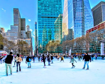 Bryant Park Ice Skaters / New York City / Landschaftsfoto