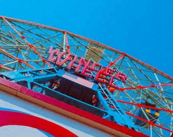 Wonder Wheel in Coney Island NY / Landmark Famous Roller Coaster / New York City Photography