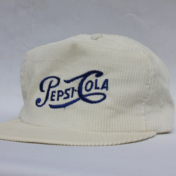 Throwback Pepsi Cola Trucker Hat in a Cream Corduroy Fabric