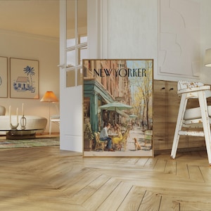 The New Yorker Poster - Vintage New York City Street Café Art Print, Urban Cityscape Wall Decor image 5